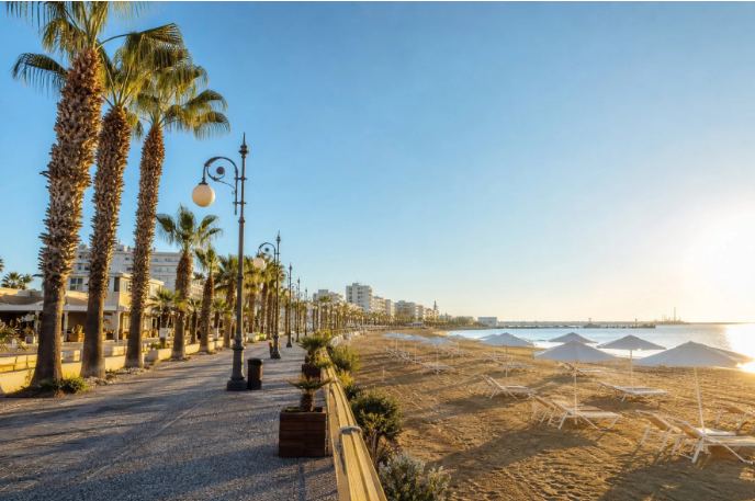 Finikoudes promenade and beach in Larnaca, Cyprus